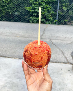 Chamoy foot by the fruit covered apple